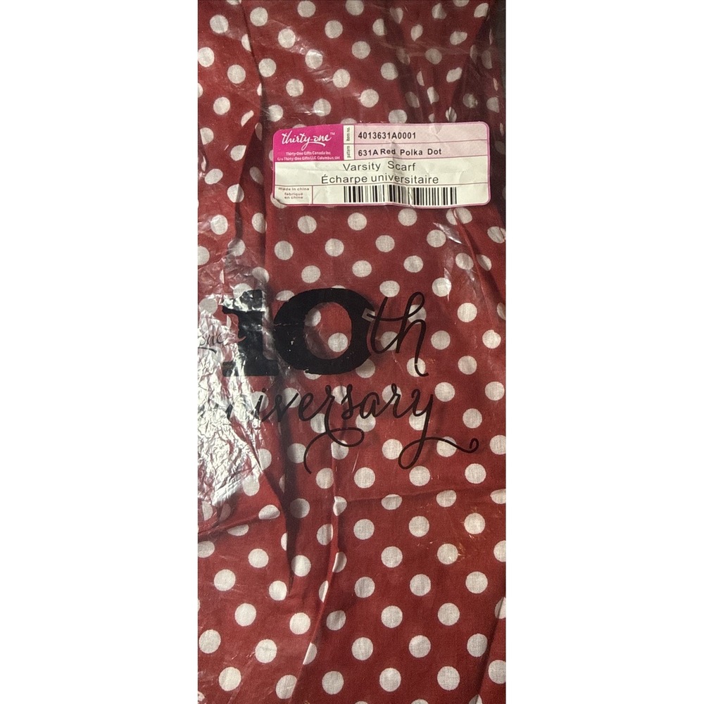 Thirty-One 631A Red Polka Dot Varsity‎ Scarf NEW